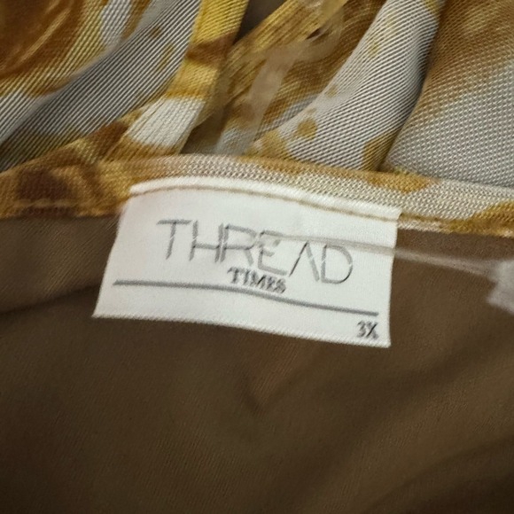 Thread Times New York Brown Marble Mesh Ruched Bodysuit NWT 3X - Picture 4 of 4